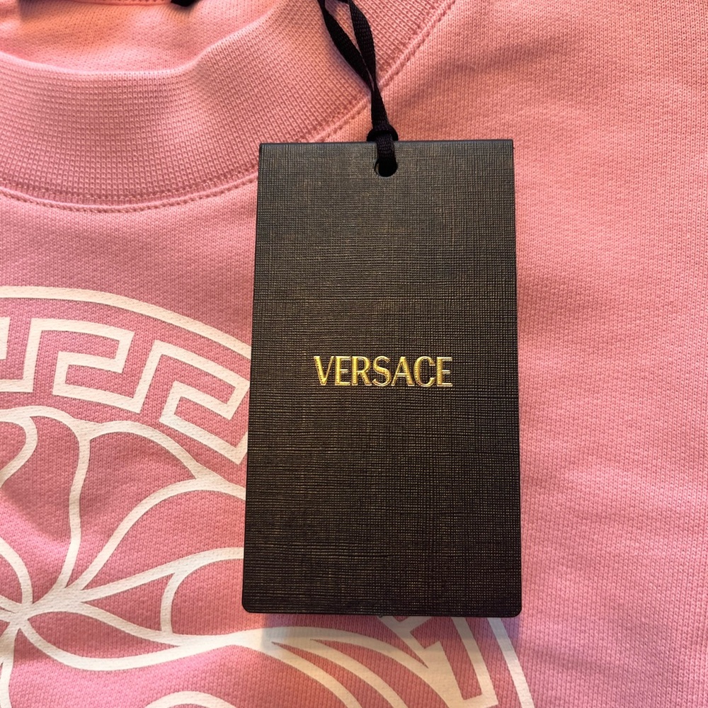 Versace Pink Medusa Logo Crop Sweatshirt - Picture 3 of 7